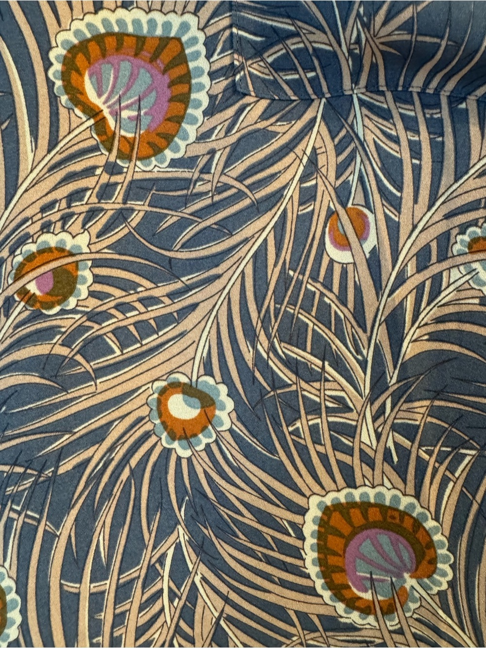 LOFT Gray Floral-Peacock Print Long Sleeve Blouse - Picture 4 of 8